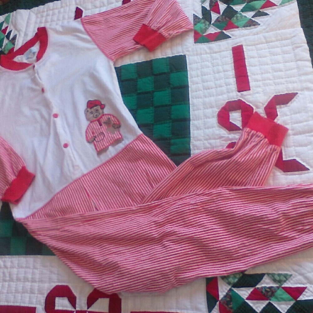 Union Suit Teddy Bear Peekaboo Butt Res Vintage Onesie Gem